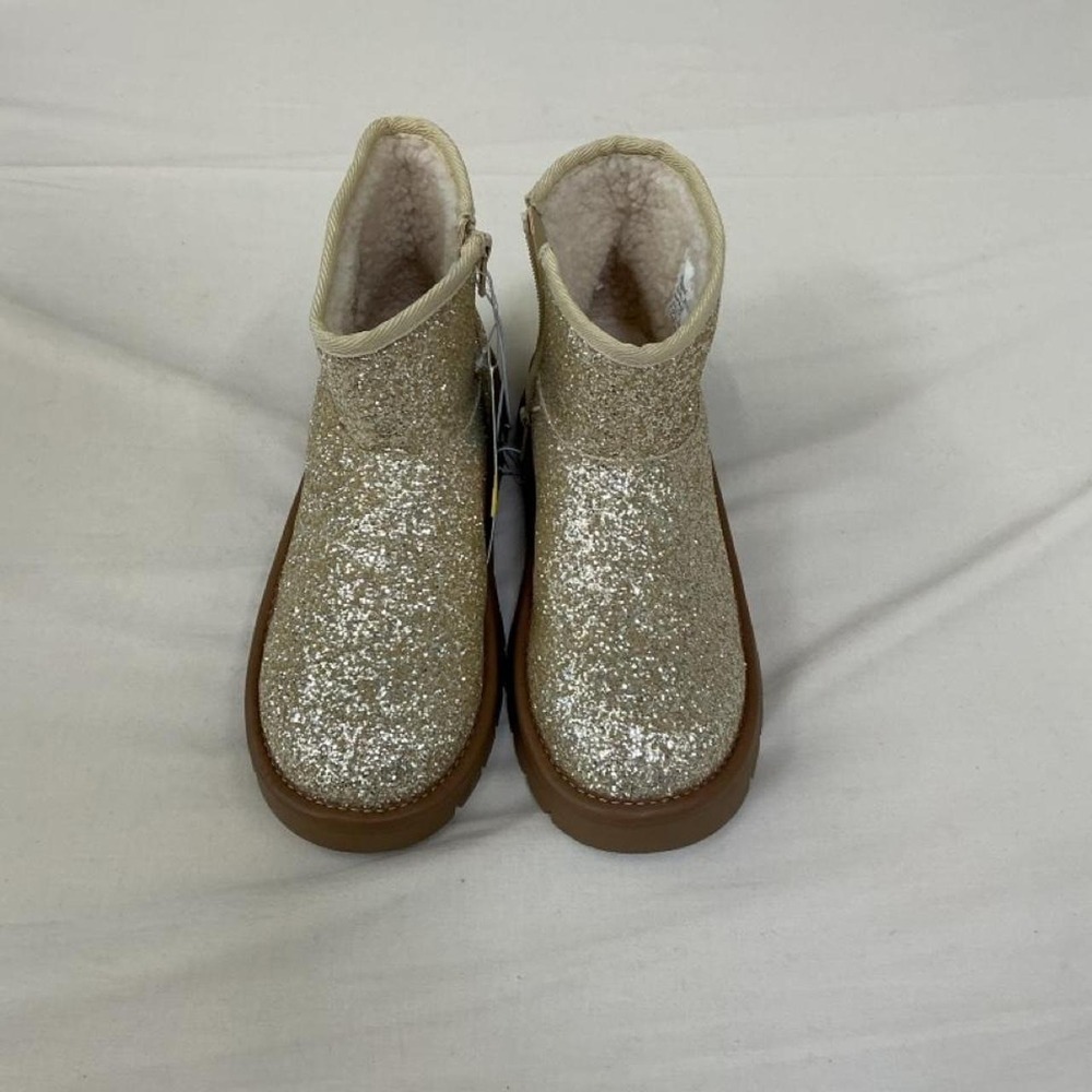 Cat & Jack Girls' Gold Glitter Faux Fur Lined Ankle‎ Boots – Size 5